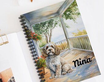 Cockapoo Personalized Dog Name Spiral Bound Notebook, Custom Lined Journal Diary, Meditation Book, Gifts for Cockapoo Dog Mom, Friend, Aunt