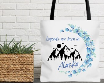 Alaska Tote Bag, Alaska Travel Bag, Reusable Market Bag, Alaska Vacation Bag, Teacher Gift Tote Bag, Tote Bag Gift for her, Travel Tote Bag