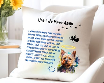 Yorkie Dog Memorial Pillow Gift, Yorkshire Terrier Dog Loss Angel Sympathy Pillow, Yorkie Rainbow Bridge Gift for Her, Him, Friend, Neighbor