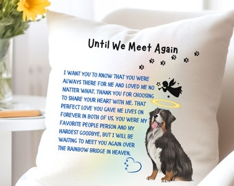 Bernese Mountain Dog Memorial Pillow, Bernese Mountain Dog Pet Loss Angel Sympathy Pillow, Rainbow Bridge Gifts for Her, Friend, Neighbor