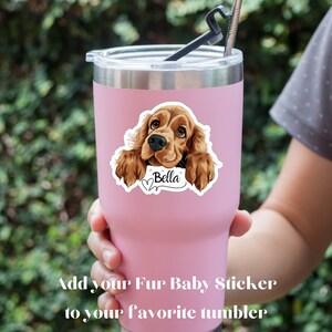 Cocker Spaniel Sticker personalized Dog Name, Vinyl Cocker Spaniel Decal, Custom Dog Mom Gift, Sticker for Car, Tumbler, Gifts for Dog Lover