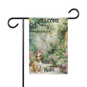 French Bulldog Garden Flag, Custom Dog Name Yard Flag, Frenchie Dog Lover Mom Gifts, Spring Summer Welcome Banner, Gifts for Grandma, Aunt
