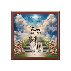 Papillon Memorial Box, Personalized Papillon Dog Memory Box, Pet Fur Remembrance, Rainbow Bridge Pet Loss Sympathy Gifts For Her, Grandma