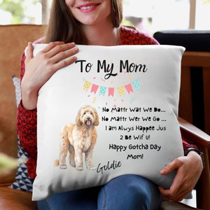 Regalo para el Día de la Adopción de Goldendoodle, Almohada para Mamá Goldendoodle, Almohada Personalizada para Perro, Regalo para el Día de la Adopción para Amantes de los Perros, Hermanas y Amigas