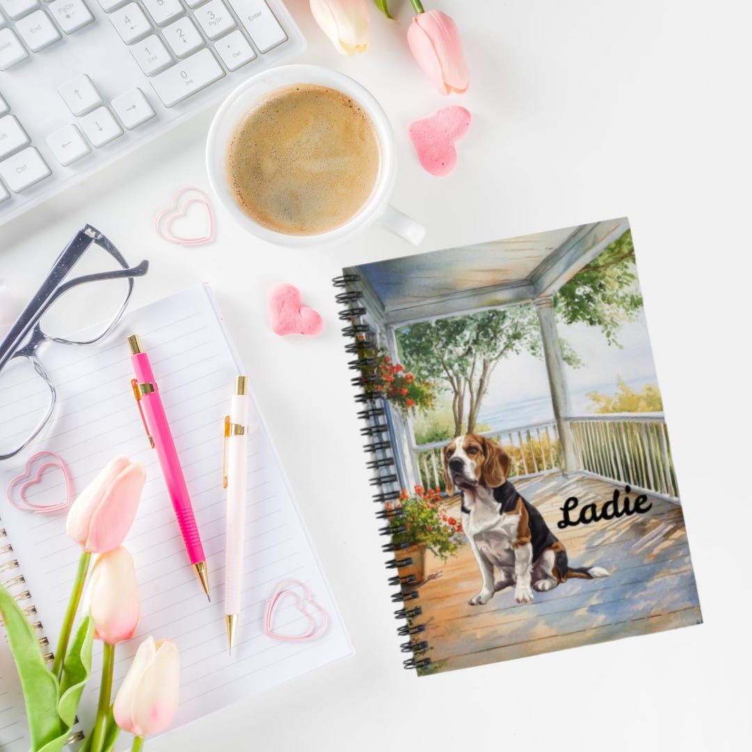 Beagle Notebook Beagle Personalized Dog Name Spiral Bound Writing Journal, Custom Ruled ...