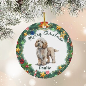 Personalized Cockapoo Dog Ornament, Custom Dog Name Christmas Ornament, Gift For Mom, Sister, Adoption, Cockapoo Pet Sympathy Keepsake Gifts