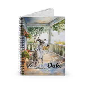 Greyhound Notebook, Personalized Dog Name Spiral Notebook, Custom Lined Journal Diary, Poems Book, Gift for Greyhound Dog Mom, Grandma, Aunt