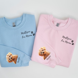 Maltipoo Sweatshirt, Custom Maltipoo Crewneck, Personalized Name on Sleeve, Dog Mom Shirt, Maltipoo Gifts For Mom, Grandma, Aunt, Friend