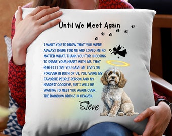 Personalized Cockapoo Memorial Pillow, Custom Name Cockapoo Dog Loss Sympathy Angel Gift, Rainbow Bridge Gift for Her, Him, Friend, Neighbor