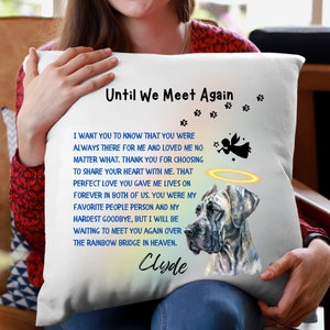 Personalized Great Dane Memorial Pillow, Custom Name Great Dane Angel Loss Pillow, Dog Pet Rainbow Bridge Gifts Her, Him, Friend, Neighbor