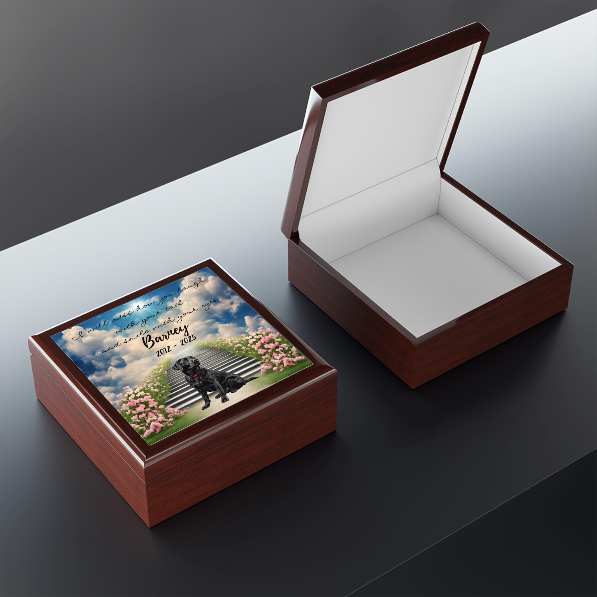 Black Labrador Memorial Box, Personalized Name Labrador Dog Memory