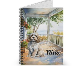 Cockapoo Notebook, Personalized Dog Name Spiral Bound Notebook, Custom Line Journal Diary, Meditation Book, Gifts for Cockapoo Dog Mom, Aunt
