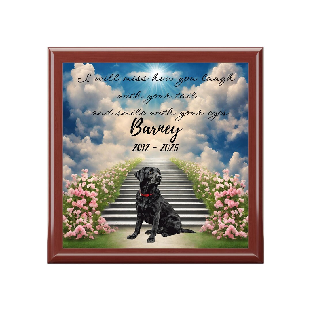 Black Labrador Memorial Box, Personalized Name Labrador Dog Memory