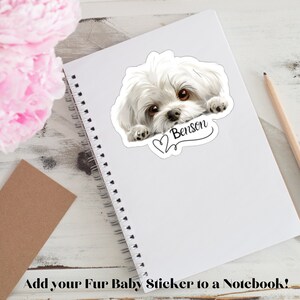Maltese Sticker Personalized Dog Name, Vinyl Decal Sticker, Maltese Mom Gifts, Custom Dog Sticker for Car, Laptop, Tumbler, Notebook, Friend