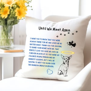 Chihuahua Memorial Pillow Gifts, Chihuahua Dog Loss Angel Pillow, Dog Throw Pillow, Chihuahua Rainbow Bridge Gift for Her, Friend, Neighbor
