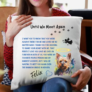 Yorkshire Terrier Dog Pillow, Personalized Yorkie Custom Memorial Gift, Yorkshire Terrier Loss Pillow, Yorkie Angel Rainbow Bridge Gifts