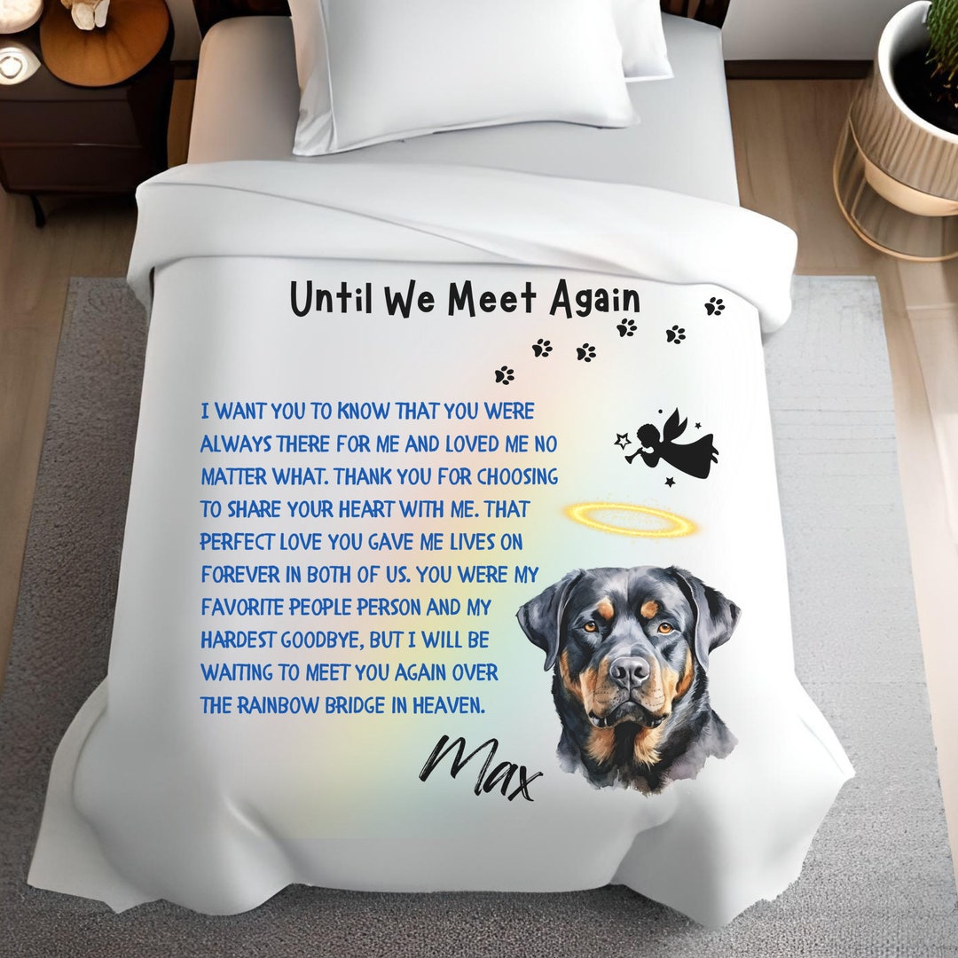 Personalized Rottweiler Memorial Blanket, Custom Rottie Dog Name Throw ...