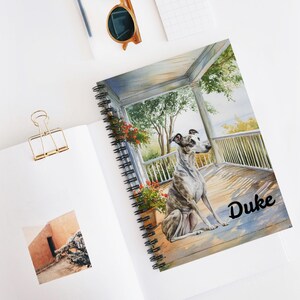 Greyhound Personalized Dog Name Spiral Bound Notebook, Custom Lined Journal Diary, Meditation Poems Book, Gifts for Greyhound Dog Mom, Aunt