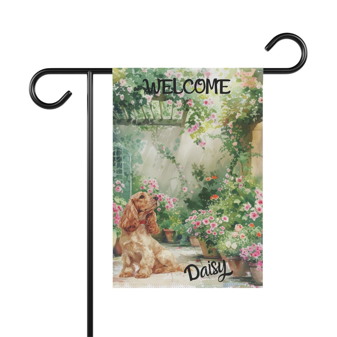 Cocker Spaniel Garden Flag, Custom Cocker Spaniel Dog Name Yard Flag ...