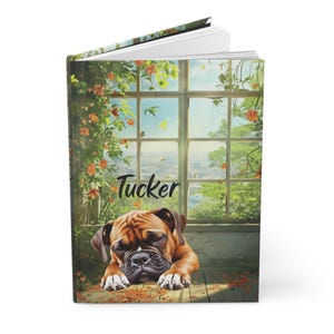 Boxer Dog Journal, Personalized Dog Name Hardcover Writing Journal, Custom Line Notebook Meditation Diary, Birthday Gifts for Boxer Dog Mom