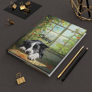 Border Collie Personalized Dog Name Hardcover Writing Journal, Custom Lined Notebook Diary, Meditation Journal, Gift for Dog Mom, Friend