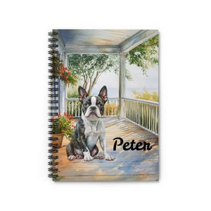 Boston Terrier Notebook, Personalized Dog Name Spiral Bound Notebook, Custom Ruled Line Journal Diary, Gifts for Boston Terrier Mom, Aunt