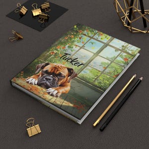 Boxer Dog Personalized Dog Name Hardcover Writing Journal, Custom Lined Notebook Diary, Meditation Journal, Gift for Boxer Dog Mom, Friend