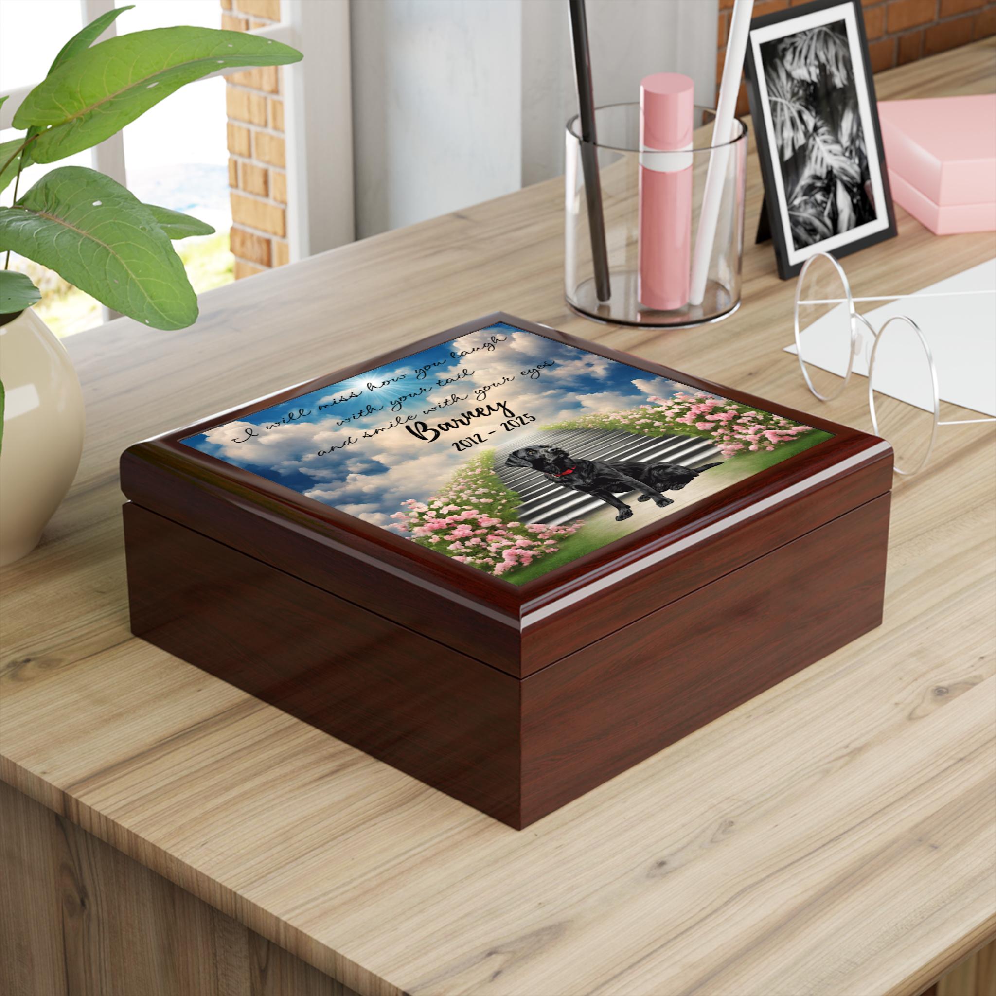 Black Labrador Memorial Box, Personalized Name Labrador Dog Memory