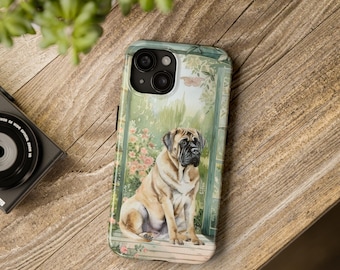 Mastiff Phone Case, Mastiff Dog Mom Phone Cover, iPhone 15 Cover, Android Samsung Galaxy S24 Cover, Pet Dog Portrait Garden Phone Case Gifts