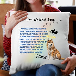 Personalized Akita Memorial Pillow, Custom Name Akita Pet Loss Angel Sympathy Pillow, Rainbow Bridge Dog Gift for Her, Him, Friend, Neighbor
