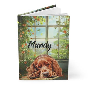 Irish Setter Journal, Personalized Dog Name Hardcover Writing Journal, Custom Lined Notebook Diary, Gifts for Irish Setter Dog Mom, Grandma