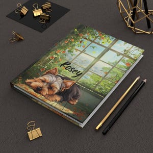 Yorkshire Terrier Personalized Dog Name Hardcover Writing Journal, Custom Lined Notebook Diary, Meditation Journal, Gift for Yorkie Dog Mom