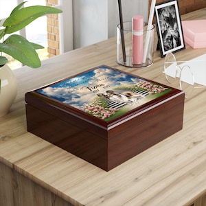 Personalized Papillon Dog Memorial Keepsake Box, Custom Name Papillon Memory Box, Pet Fur Remembrance, Rainbow Bridge Pet Loss Sympathy Gift