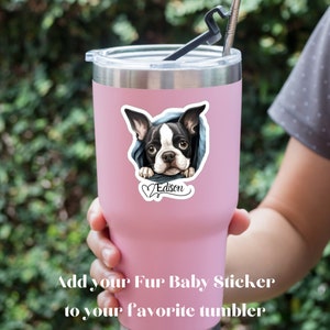 Boston Terrier Sticker Personalized Dog Name, Vinyl Decal Sticker, Boston Terrier Mom Gifts, Custom Dog Sticker for Laptop, Tumbler, Friend