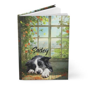 Border Collie Journal, Personalized Dog Name Hardcover Writing Journal, Custom Lined Notebook Meditation Diary, Birthday Gifts for Dog Mom