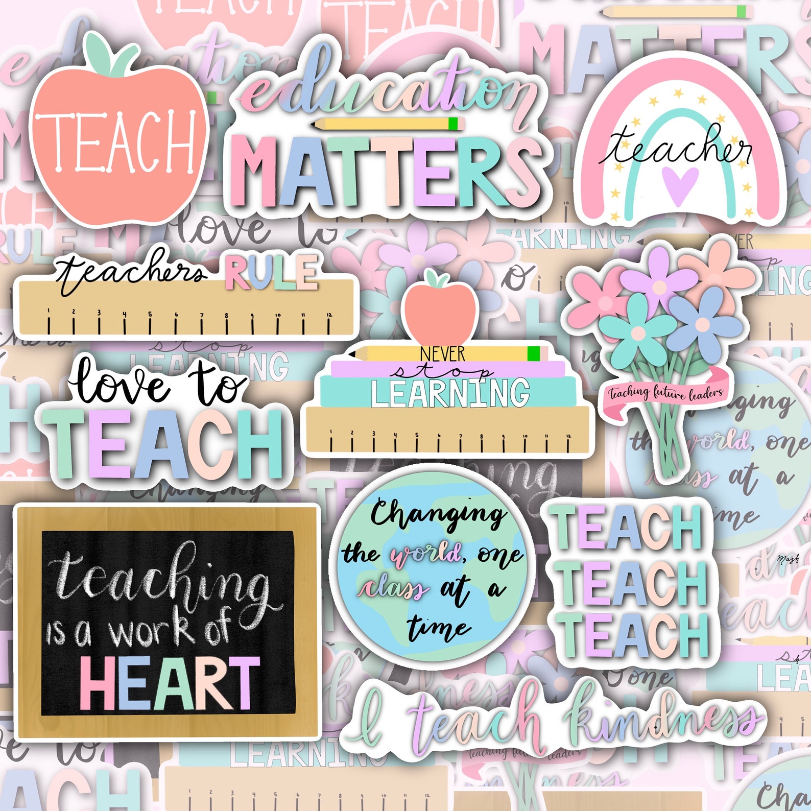 Teacher Digital Stickers Digital Planner Digital Scrapbook Etsy