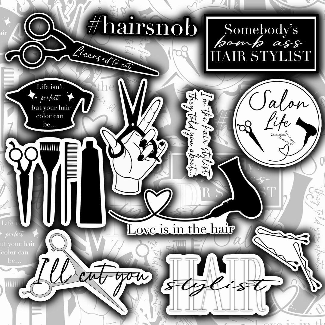 Digital Printable PNG Hair Stylist Stickers Etsy