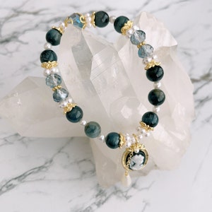 Blue Tiger&#39;s Eye Crystal Handmade DIY Bracelet, Tourmaline Bracelet, Fluorite Money Beast, 14k Rose Gold Plated Accessories, Gift for Her