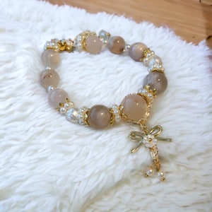 Cherry Blossom Flower Agate DIY Bracelet, Flower Agate Bracelet, DIY Bracelet, Agate, 14k Gold Filled Adjustable Bracelet, Gift For Her