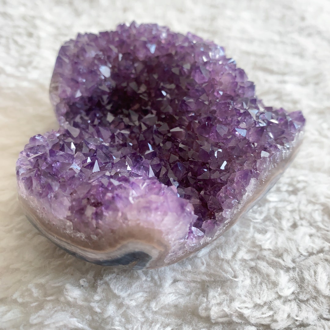High Quality Amethyst Crystal Heart Cluster, Druzy Crystal Heart