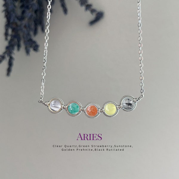 Aries 6mm Crystal Necklace, Zodiac Crystal Necklace, Handmade Unique Necklace, Special Jewelry Gift | CONNECTION