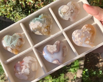 桜瑪瑙ハート、桜瑪瑙、花瑪瑙ハート、花瑪瑙石、花瑪瑙クリスタル