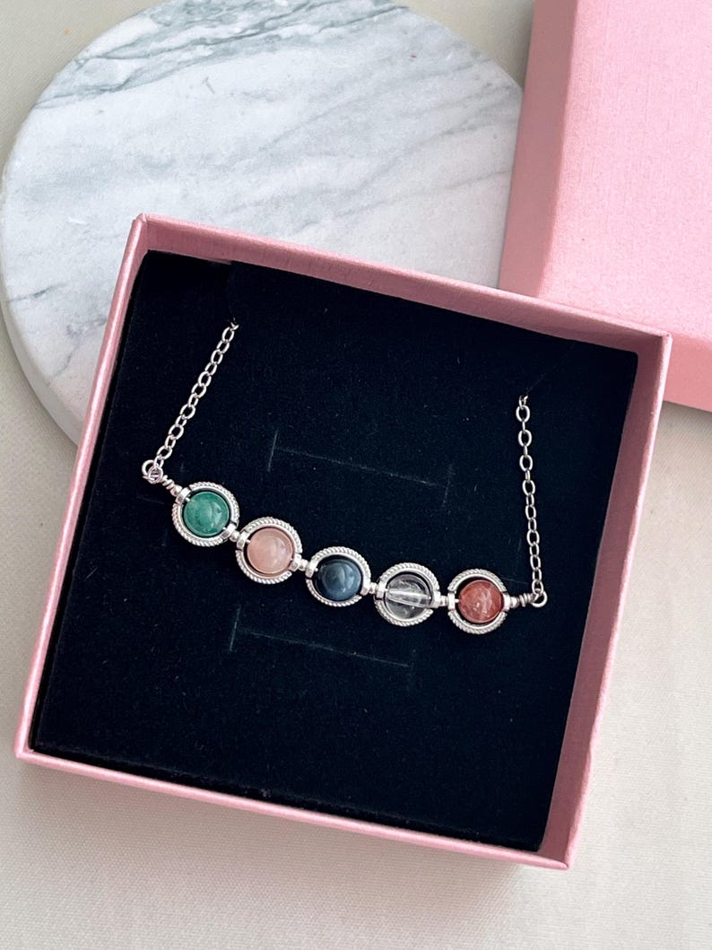 Beautifully packaged zodiac crystal necklace in a pink gift box. Ready for gifting, perfect for birthday, anniversary, or Christmas present.
