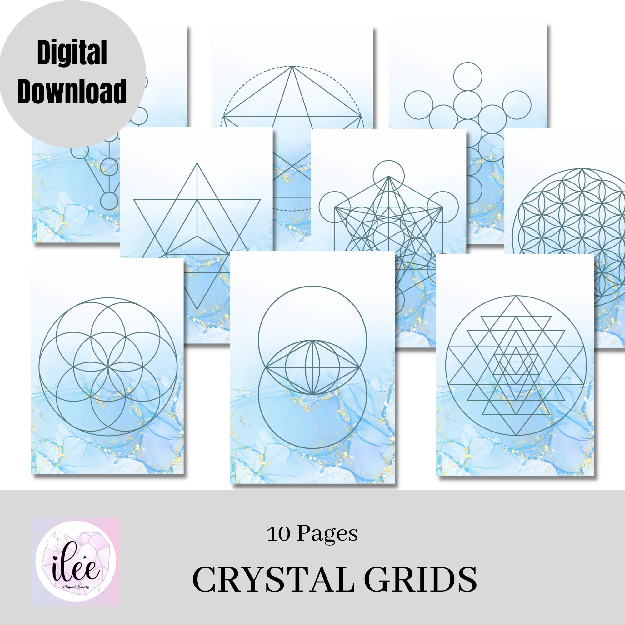 10 Classic Sacred Geometry Crystal Grid Wall Art Printable - Etsy