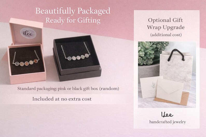 Beautifully packaged zodiac crystal necklace in a pink gift box. Ready for gifting, perfect for birthday, anniversary, or Christmas present.