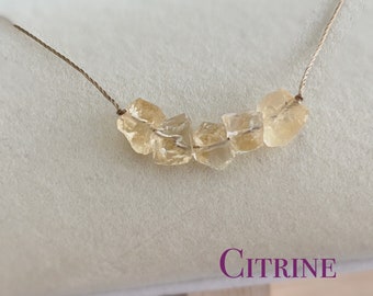 Raw Citrine Necklace: Natural Crystal November Birthstone