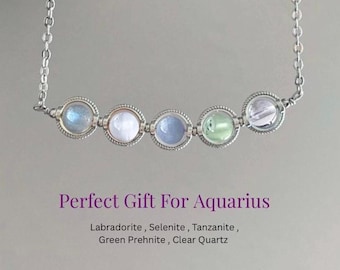Aquarius Zodiac Necklace Gift for Women,  Handmade Zodiac Necklace gift, Ship from USA, Unique Birthday Gift for Her, Birthstone Jewelry