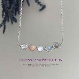 Cleanse & Protection Crystal Necklace, Cleanse Negative Energy, Energy Protection, Handmade Necklace, Special Jewelry Gift | CONNECTION