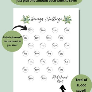 Instant Download 1,000 Savings Challenge
