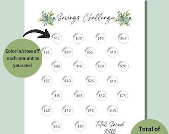 Instant Download 1,000 Savings Challenge